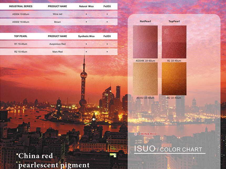China red Metal iron pearl pigment color chart
