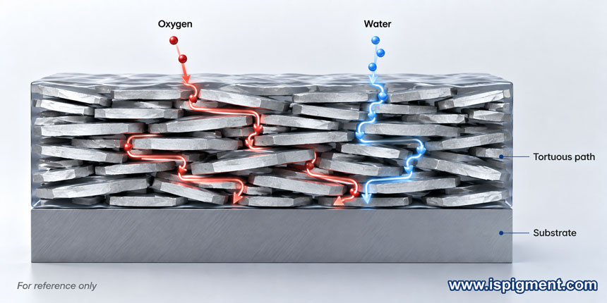 aluminum-flake-lamellar-barrier-tortuous-path-coating